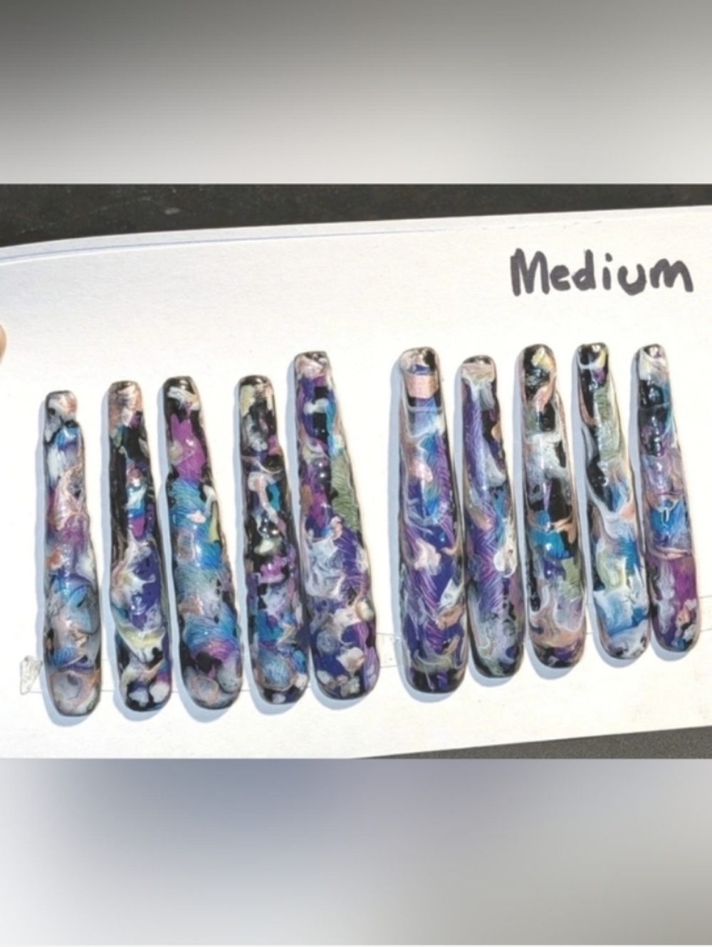 Handmade 4xl Marbled Print Press-On Nails Size Medium
